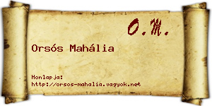 Orsós Mahália névjegykártya